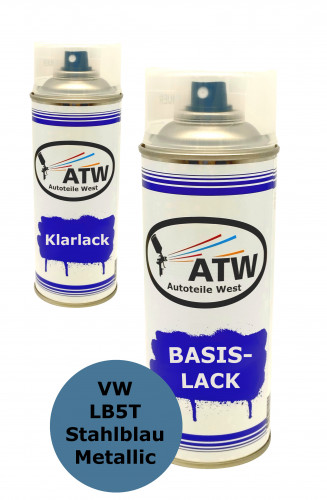 Autolack für VW LB5T Stahlblau Metallic+400ml Klarlack Set